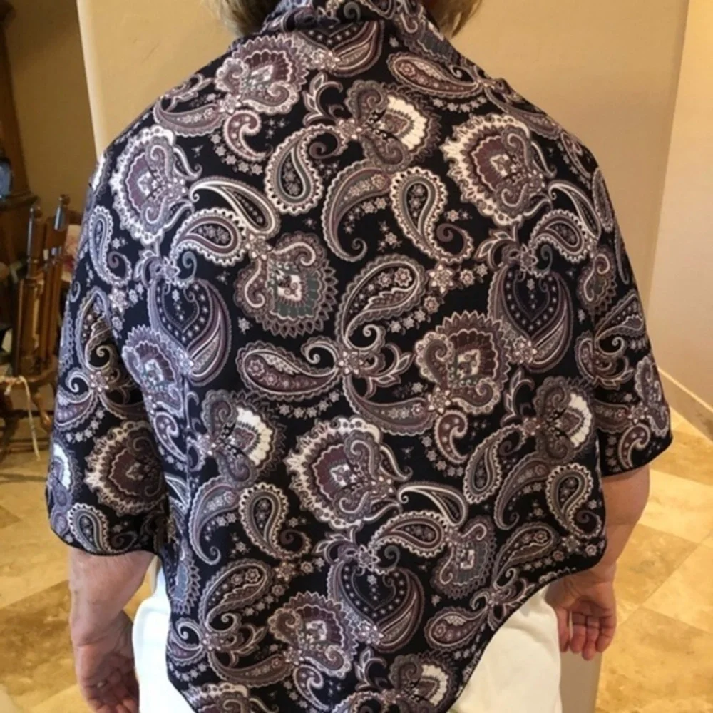 Navy Triangle Paisley Reversible Shawl